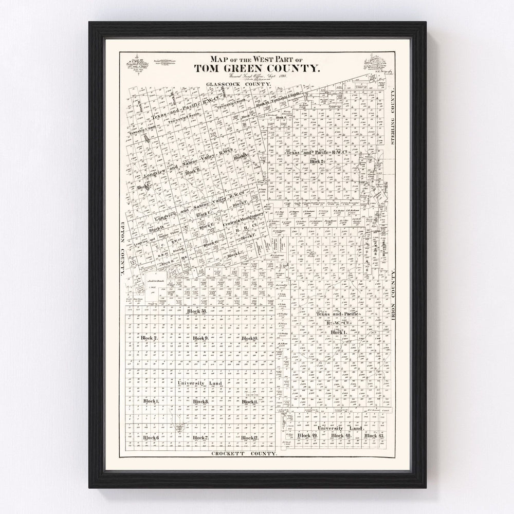 Tom Green County Vintage Map 1894
