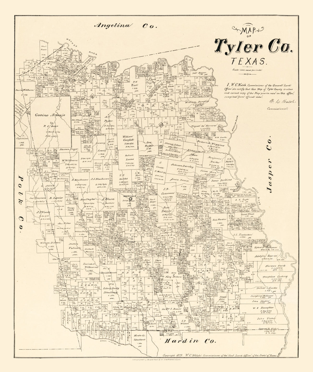 Preview of Vintage Map of Tyler County, Texas 1879
