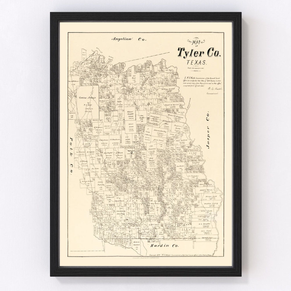 Tyler County Vintage Map 1879