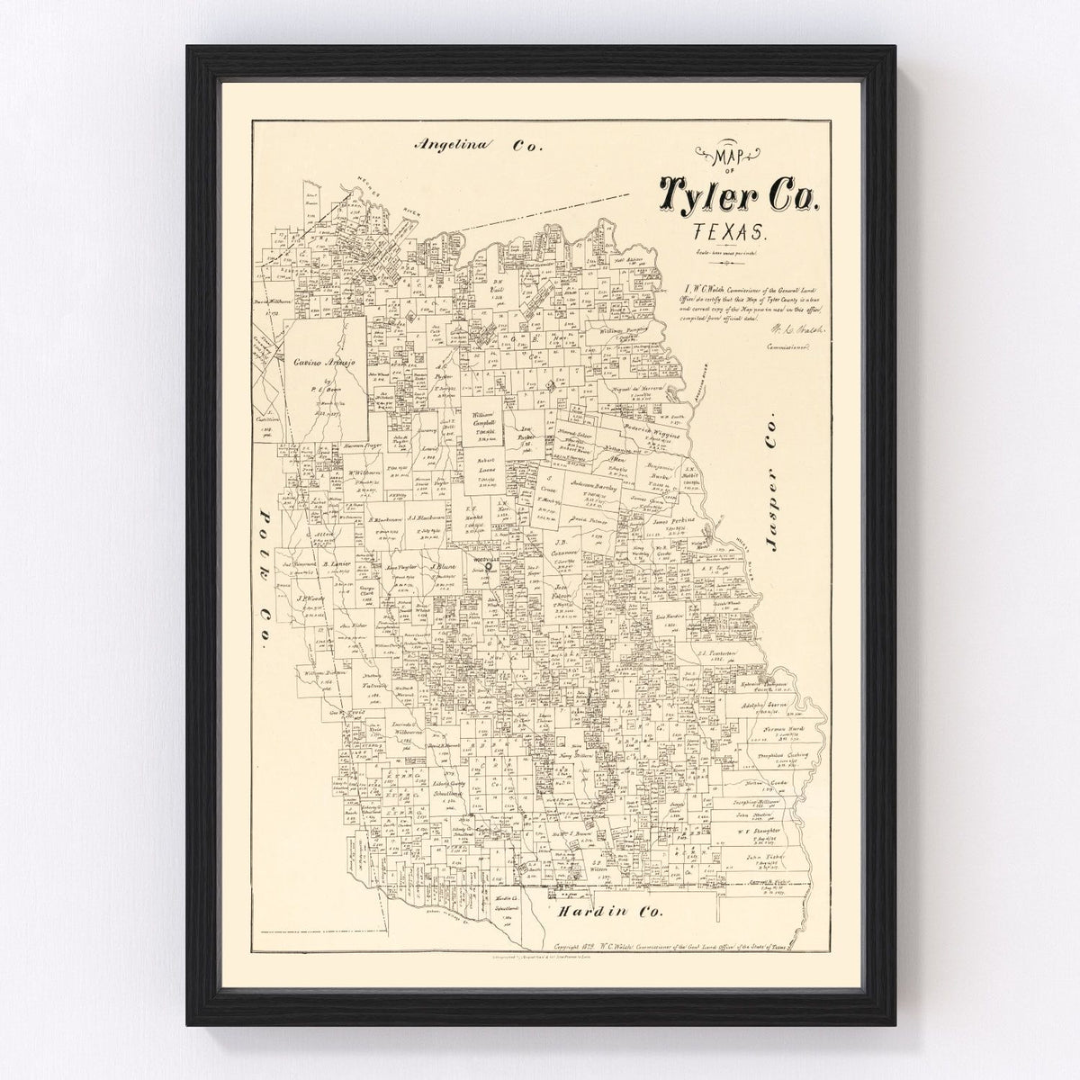 Tyler County Vintage Map 1879