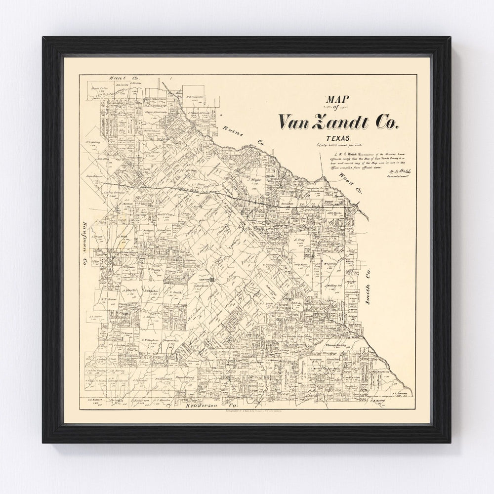Van Zandt County Vintage Map 1884