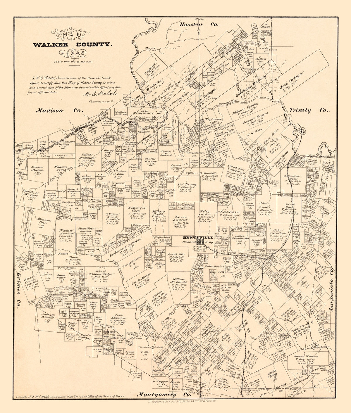 Preview of Vintage Map of Walker County, Texas 1879