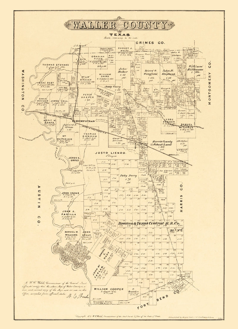 Size comparison using Vintage Map of Waller County, Texas 1879