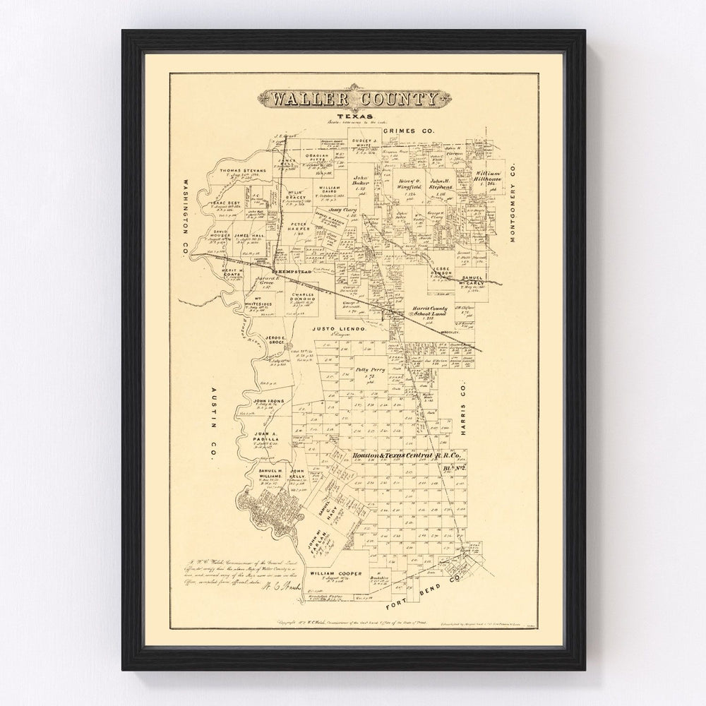 Waller County Vintage Map 1879