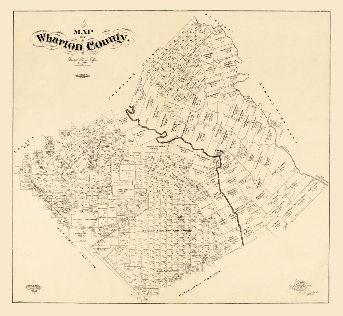 Preview of Vintage Map of Wharton County, Texas 1895