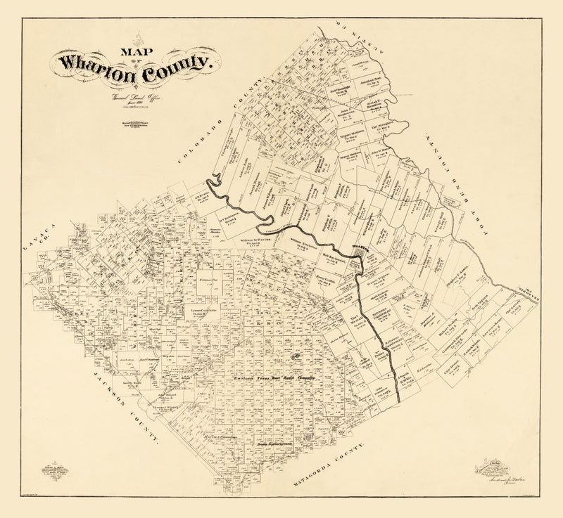 Size comparison using Vintage Map of Wharton County, Texas 1895