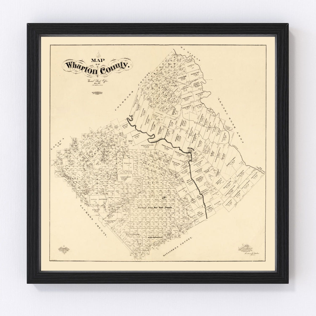 Wharton County Vintage Map 1895
