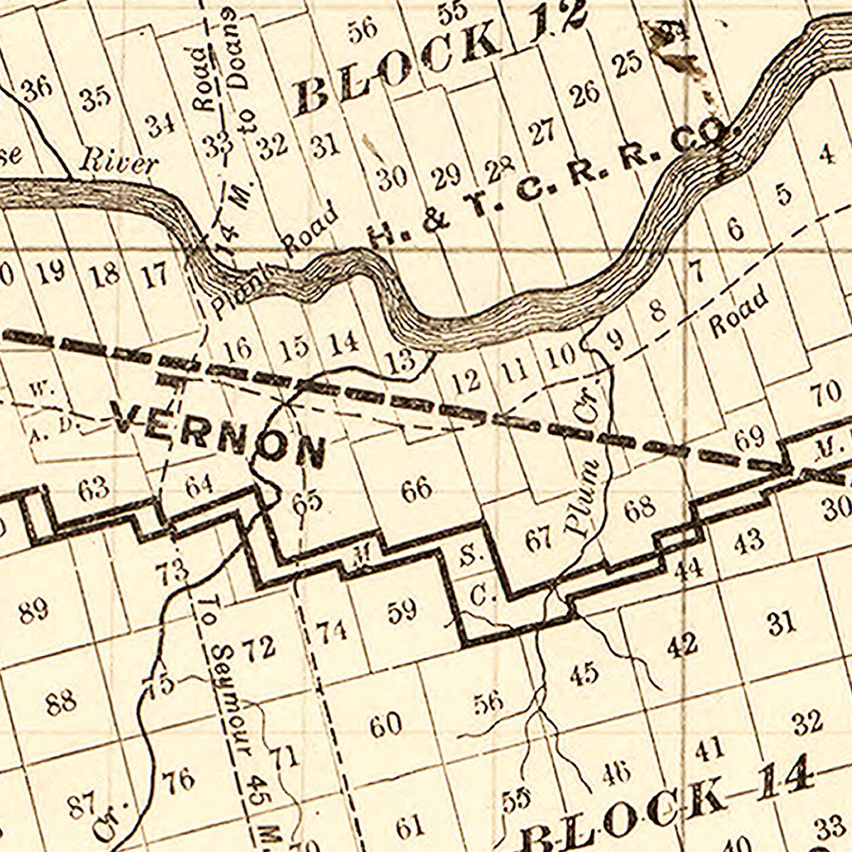 Restored historic details from the 1887 county map of Wilbarger County, Texas