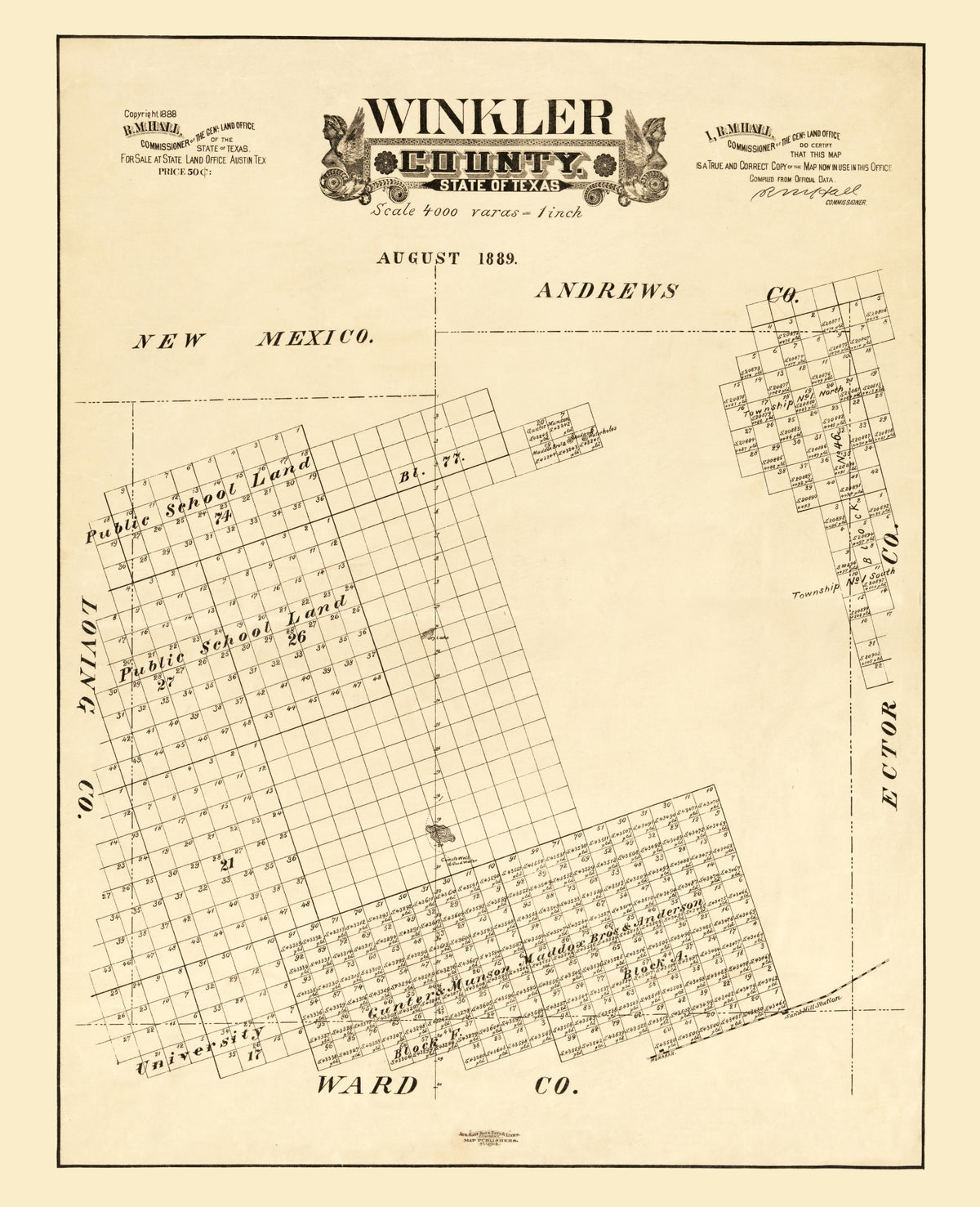Preview of Vintage Map of Winkler County, Texas 1888