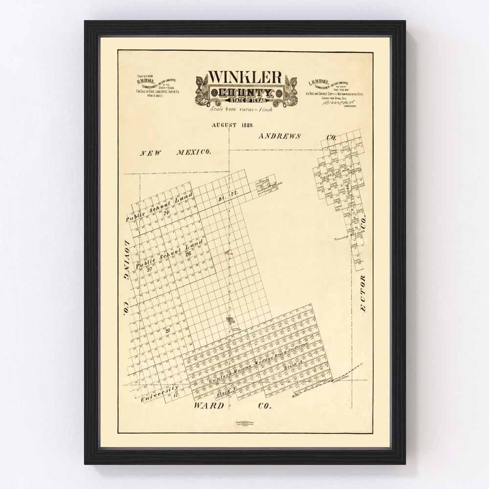Winkler County Vintage Map 1888