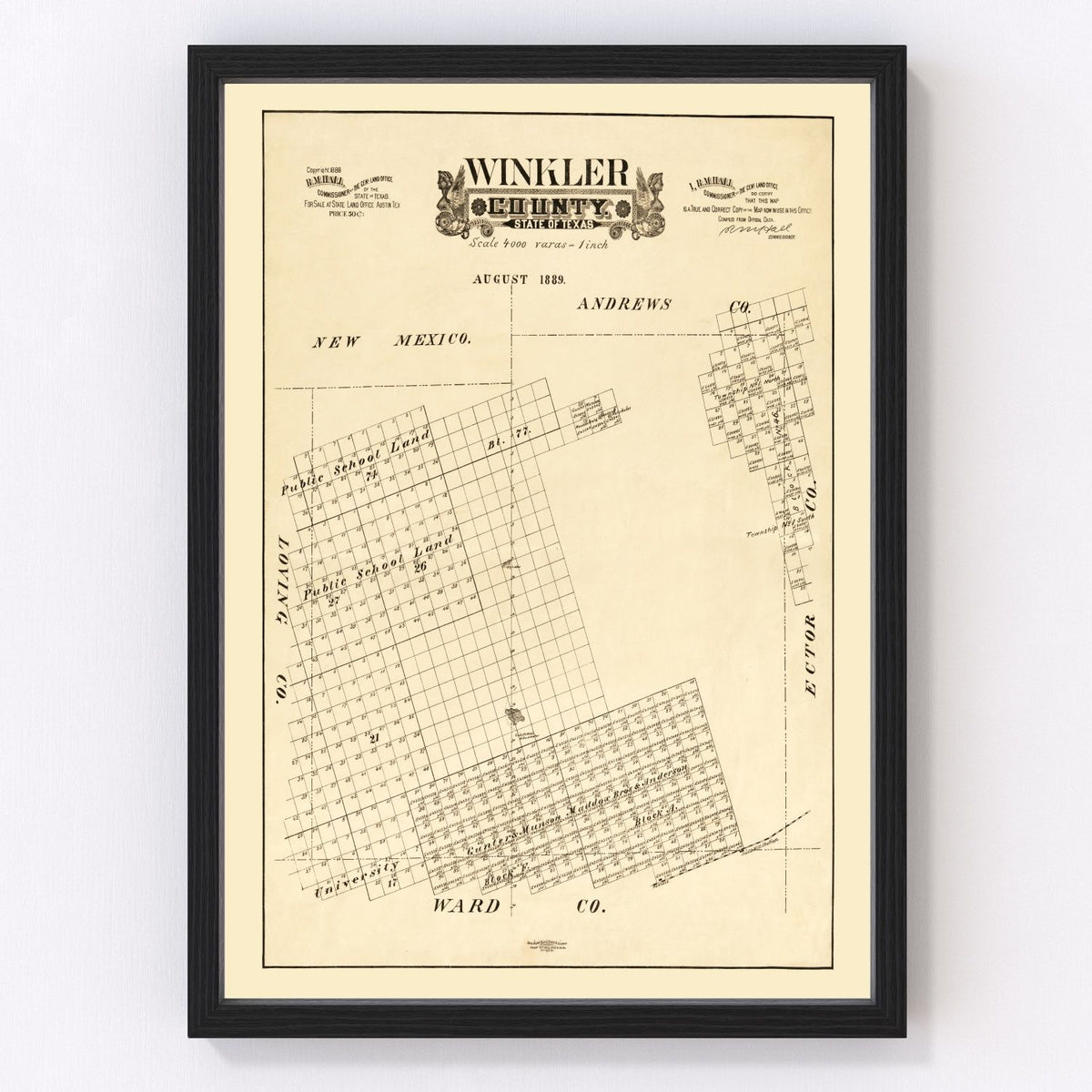 Winkler County Vintage Map 1888