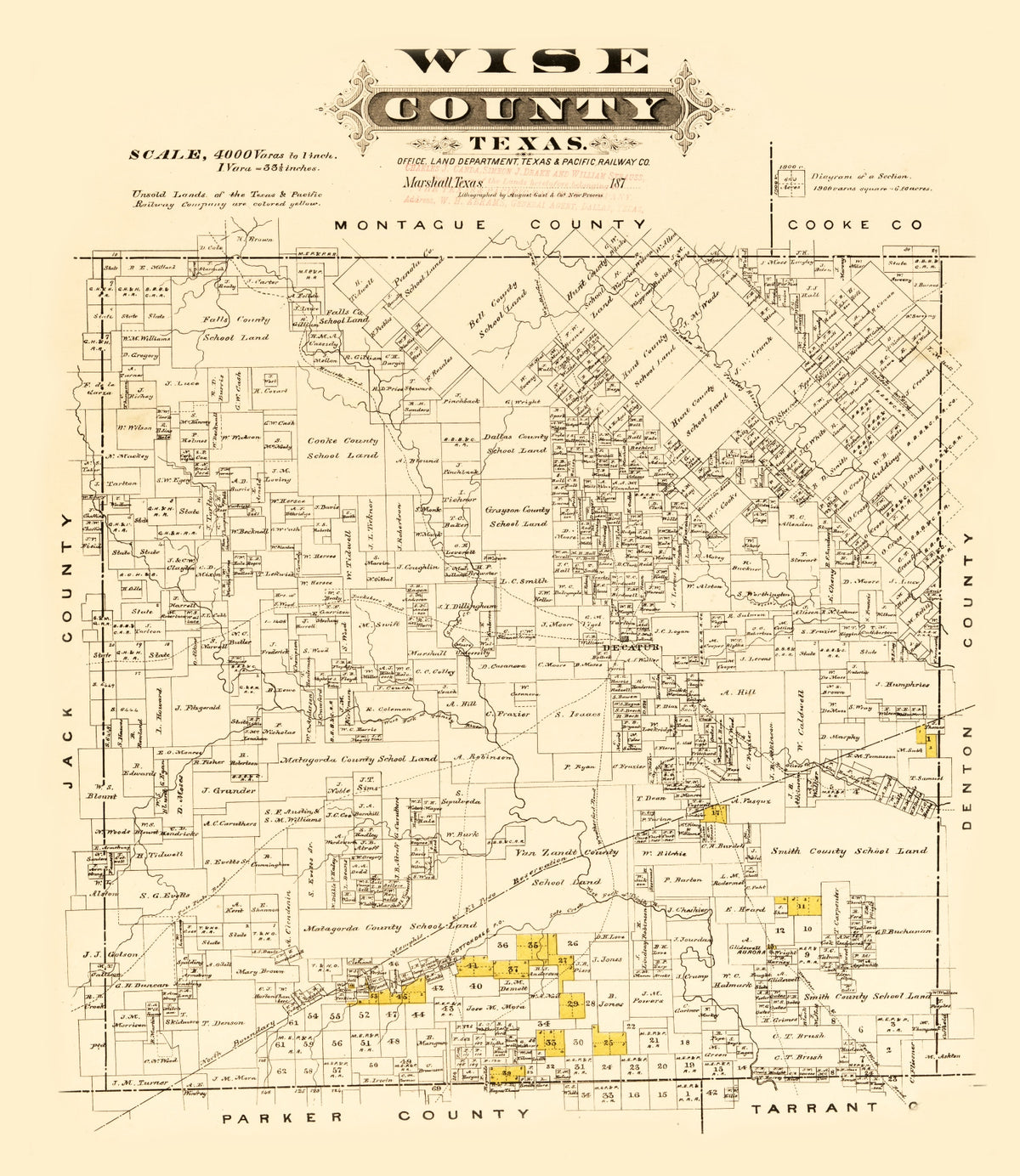Preview of Vintage Map of Wise County, Texas 1870