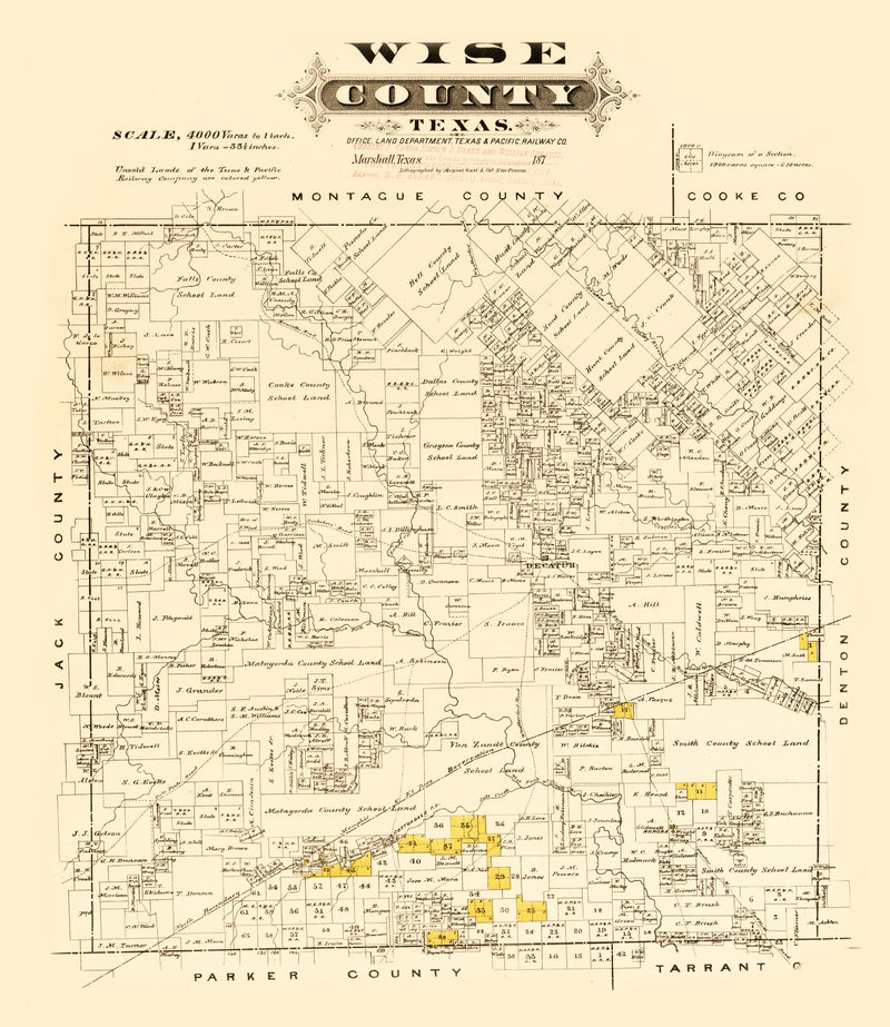 Size comparison using Vintage Map of Wise County, Texas 1870