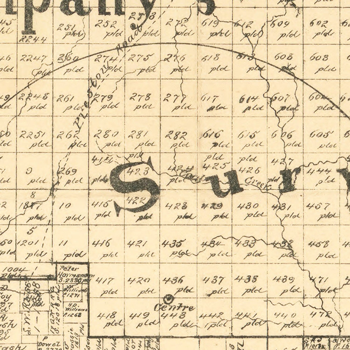 Restored historic details from the 1879 county map of Young County, Texas