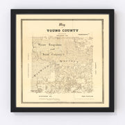 Young County Vintage Map 1879