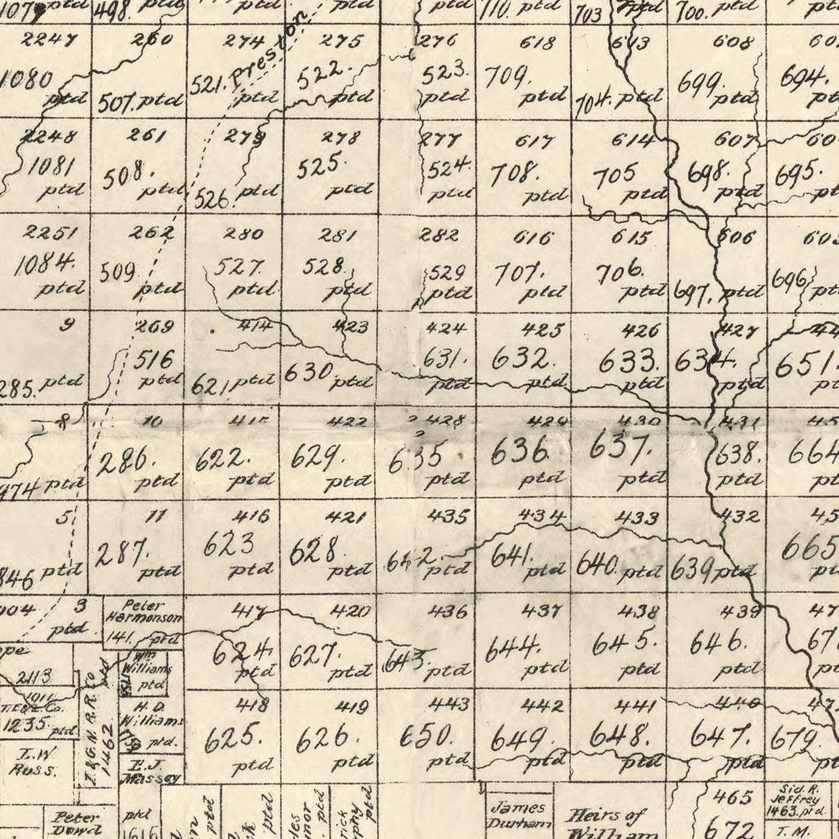 Restored historic details from the 1898 county map of Young County, Texas