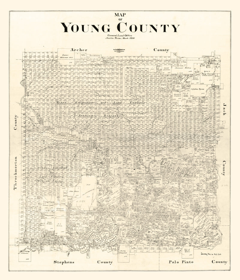 Size comparison using Vintage Map of Young County, Texas 1898