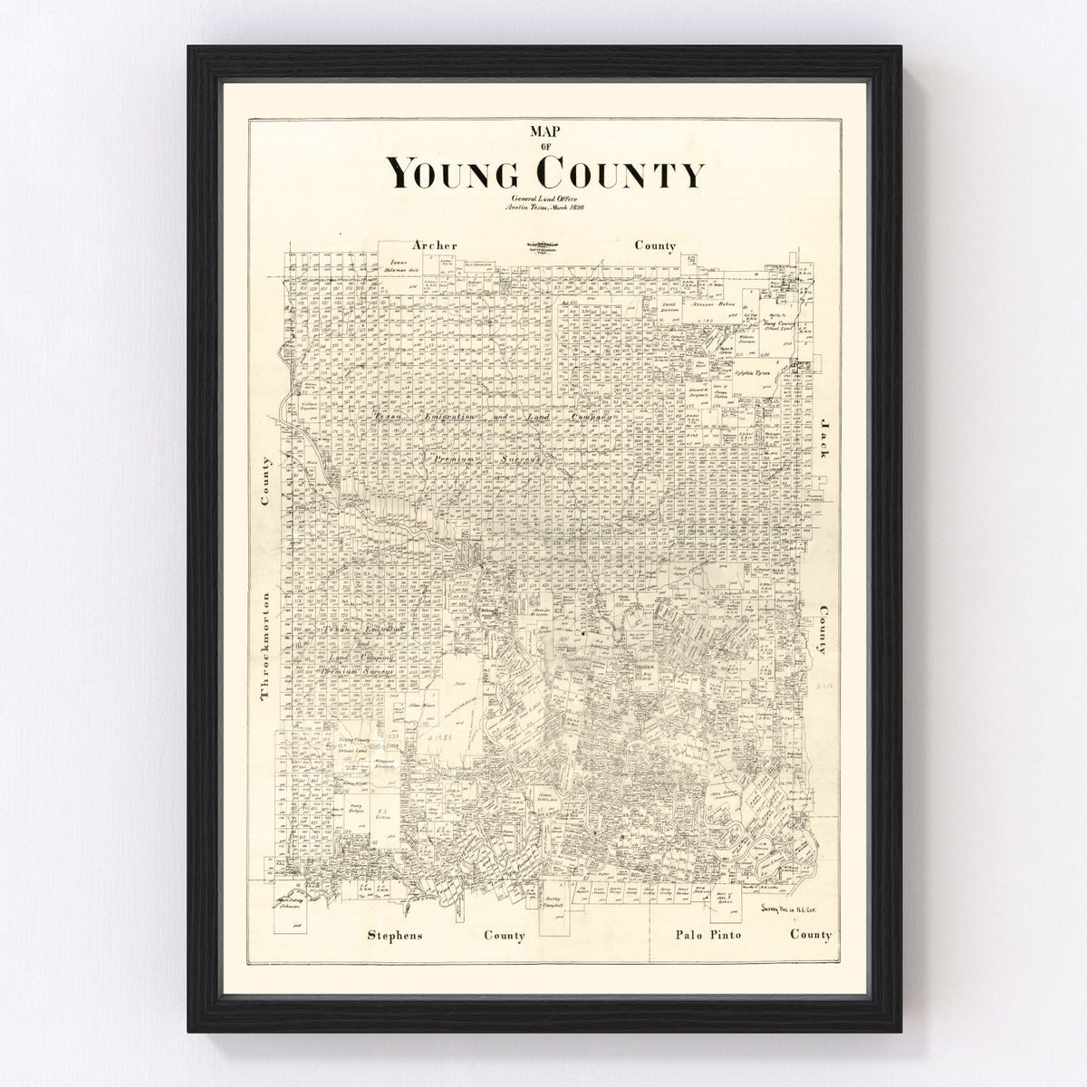 Young County Vintage Map 1898