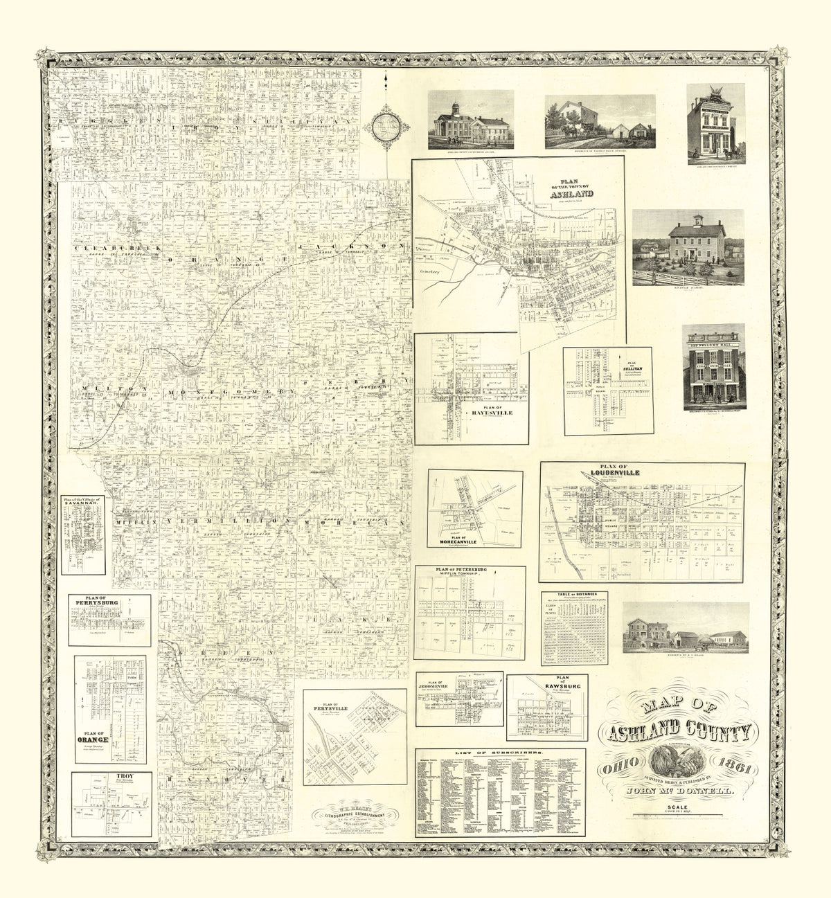 Preview of Vintage Map of Ashland County, Ohio 1861