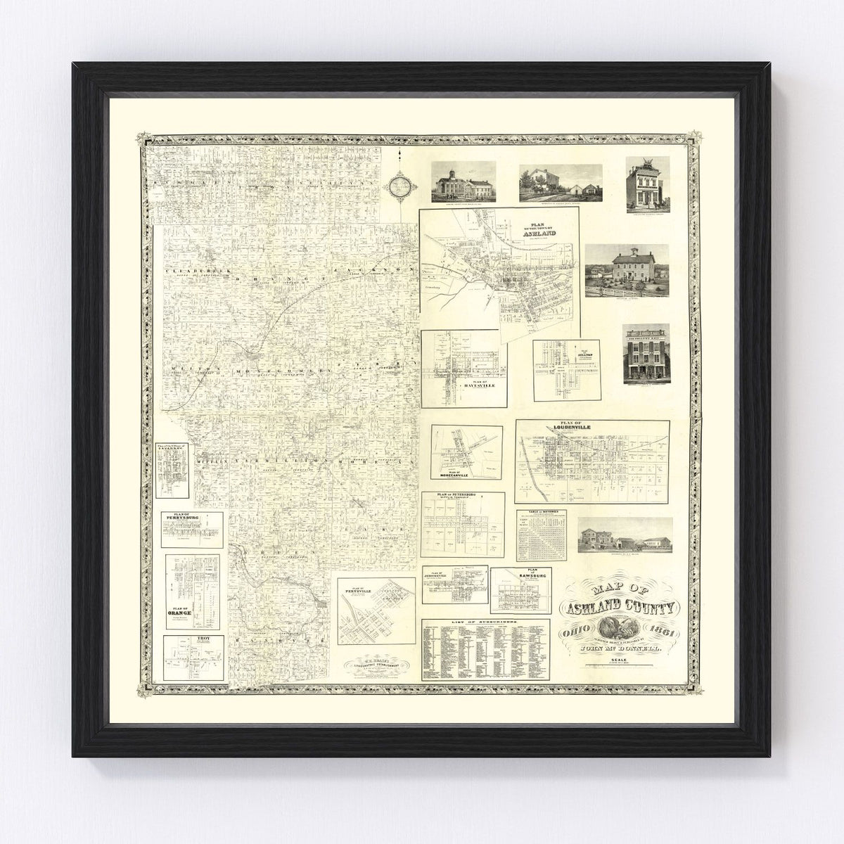 Ashland County Vintage Map 1861