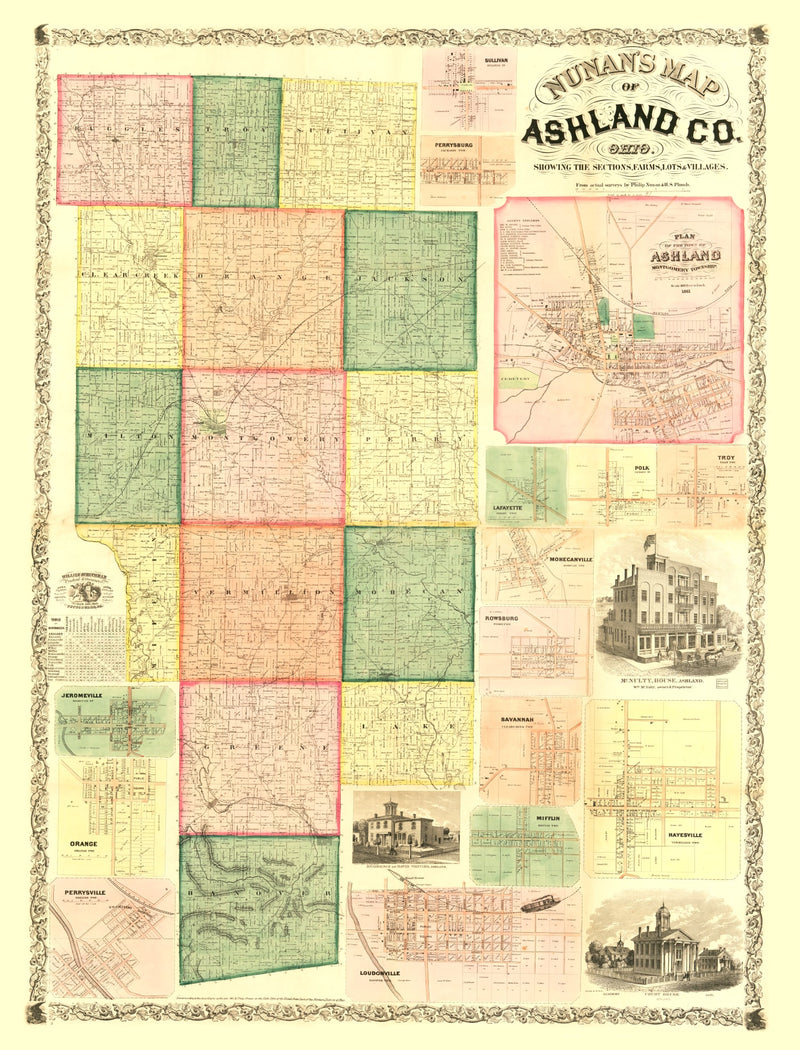 Size comparison using Vintage Map of Ashland County, Ohio 1861