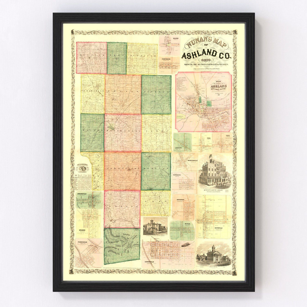 Ashland County Vintage Map 1861