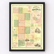 Ashland County Vintage Map 1861
