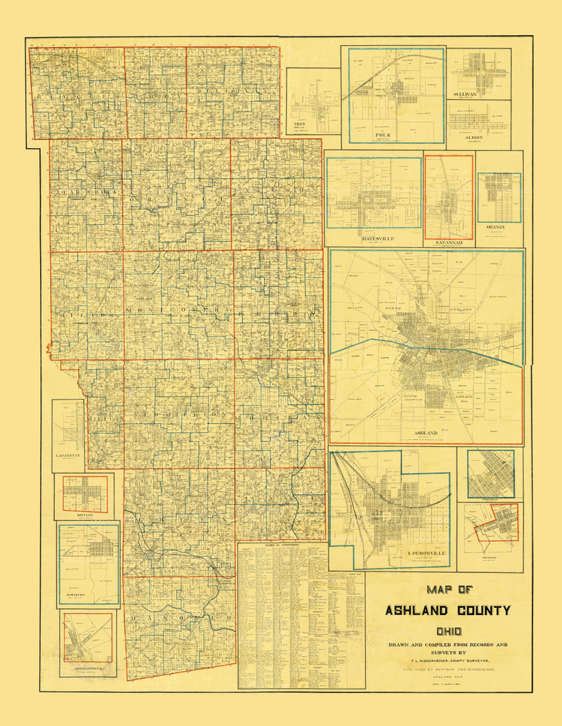 Size comparison using Vintage Map of Ashland County, Ohio 1897