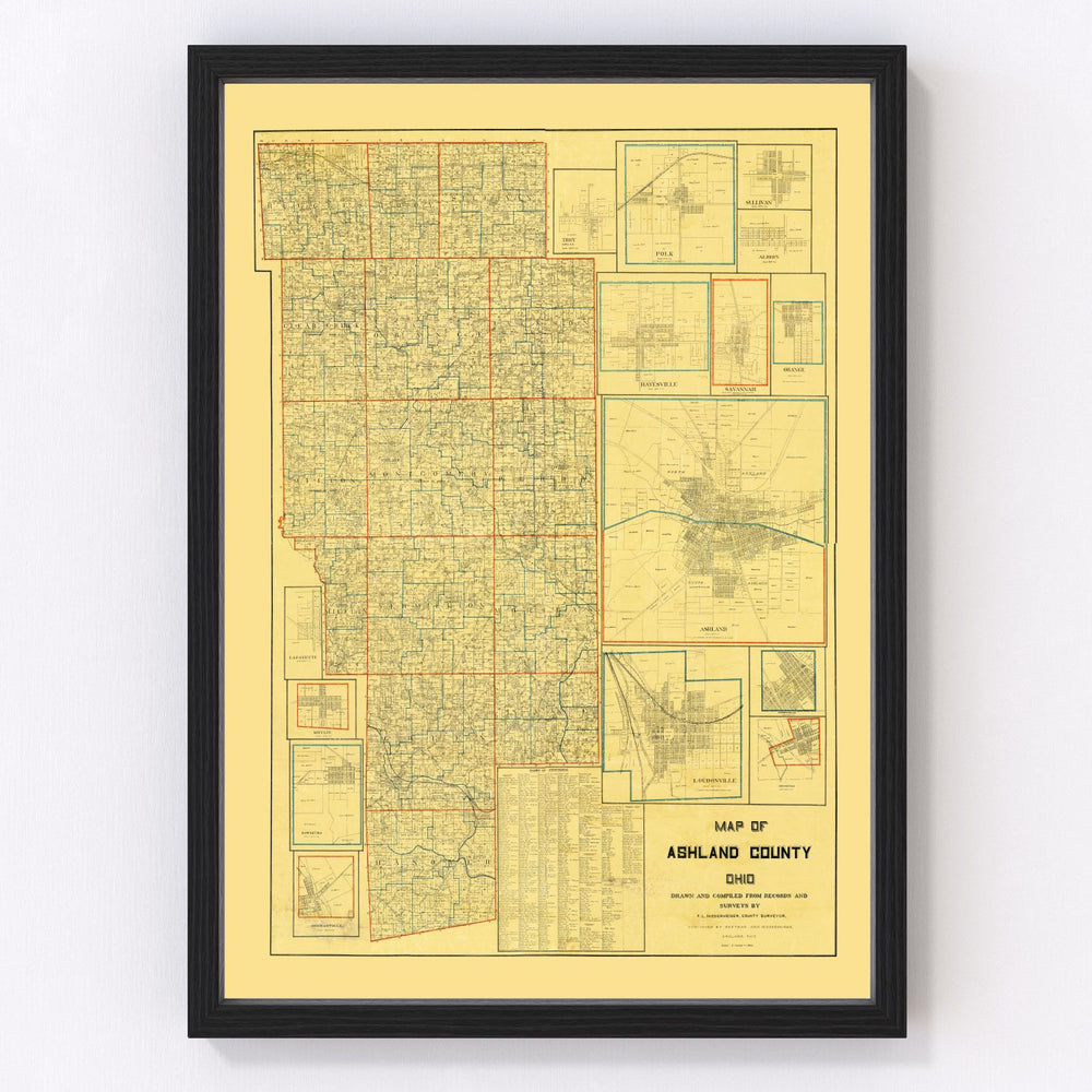 Ashland County Vintage Map 1897
