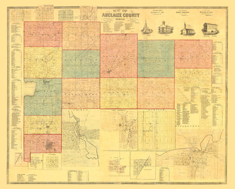 Size comparison using Vintage Map of Auglaize County, Ohio 1860