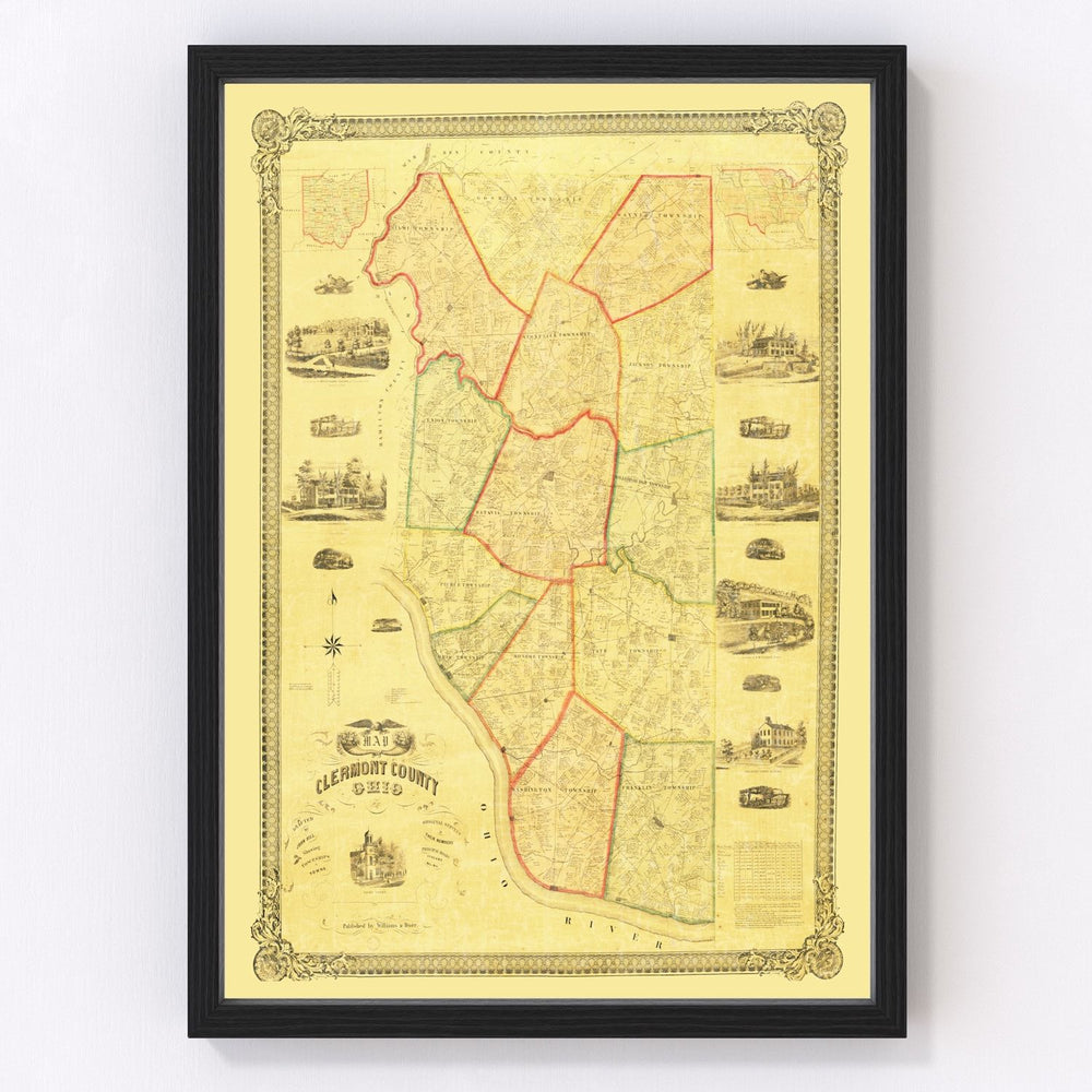 Clermont County Vintage Map 1857