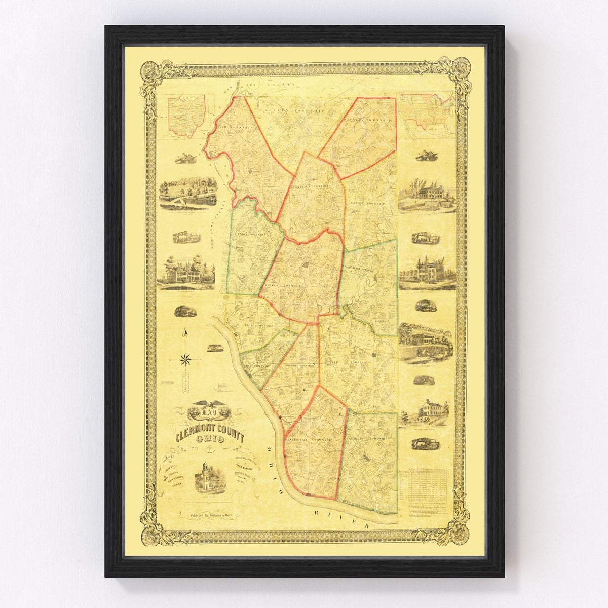 Clermont County Vintage Map 1857