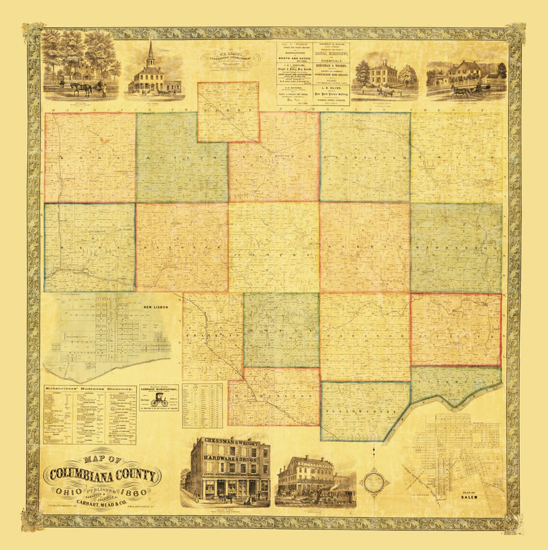 Size comparison using Vintage Map of Columbiana County, Ohio 1860