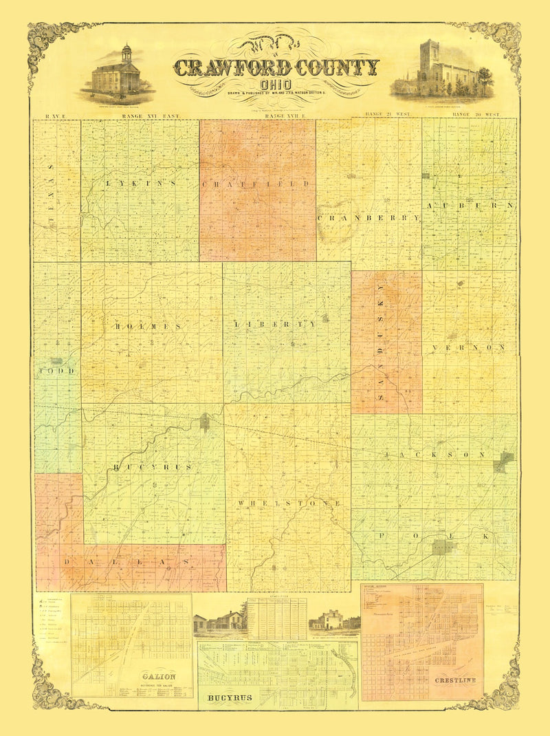 Size comparison using Vintage Map of Crawford County, Ohio 1850