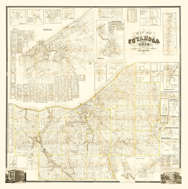 Size comparison using Vintage Map of Cuyahoga County, Ohio 1858