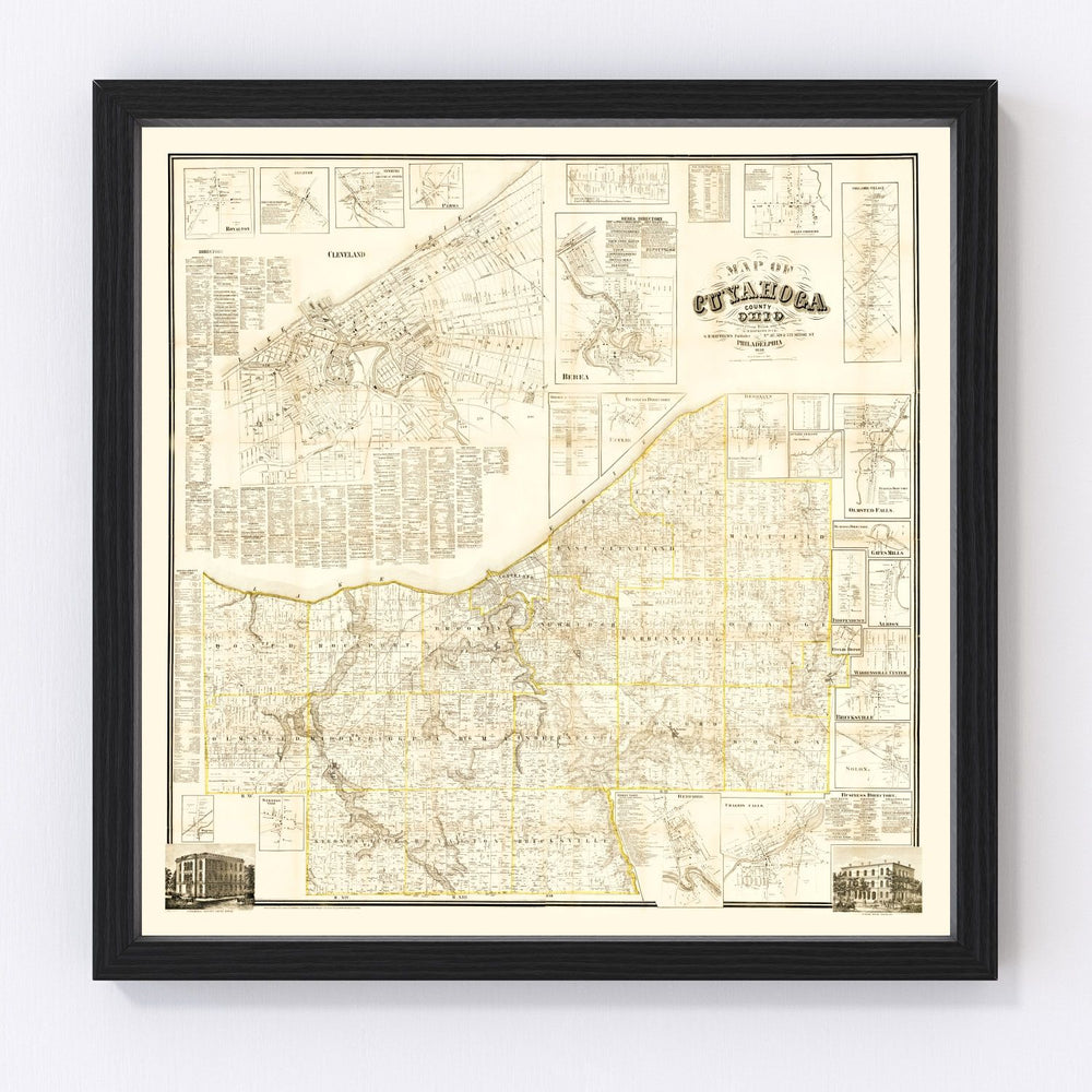 Cuyahoga County Vintage Map 1858