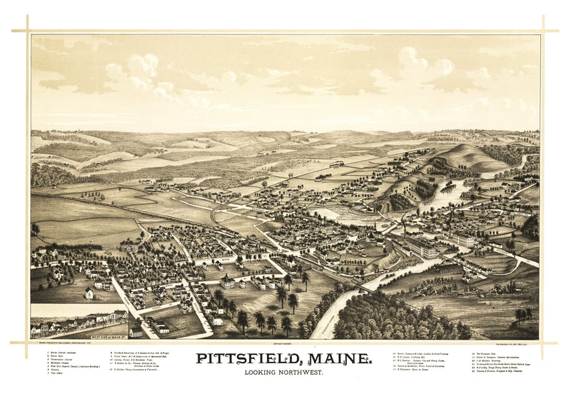 Size comparison using Vintage Map of Pittsfield, Maine 1889