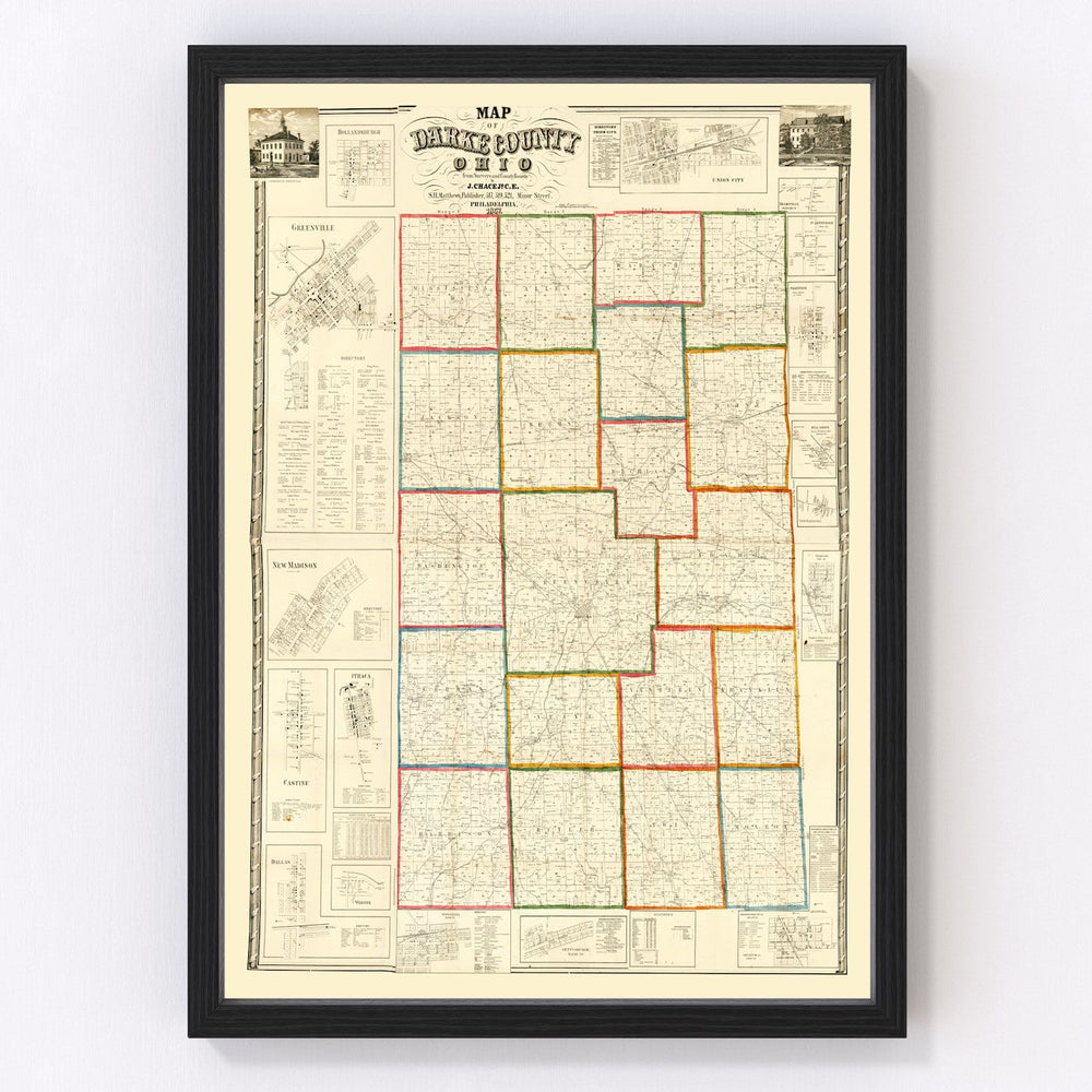 Darke County Vintage Map 1857