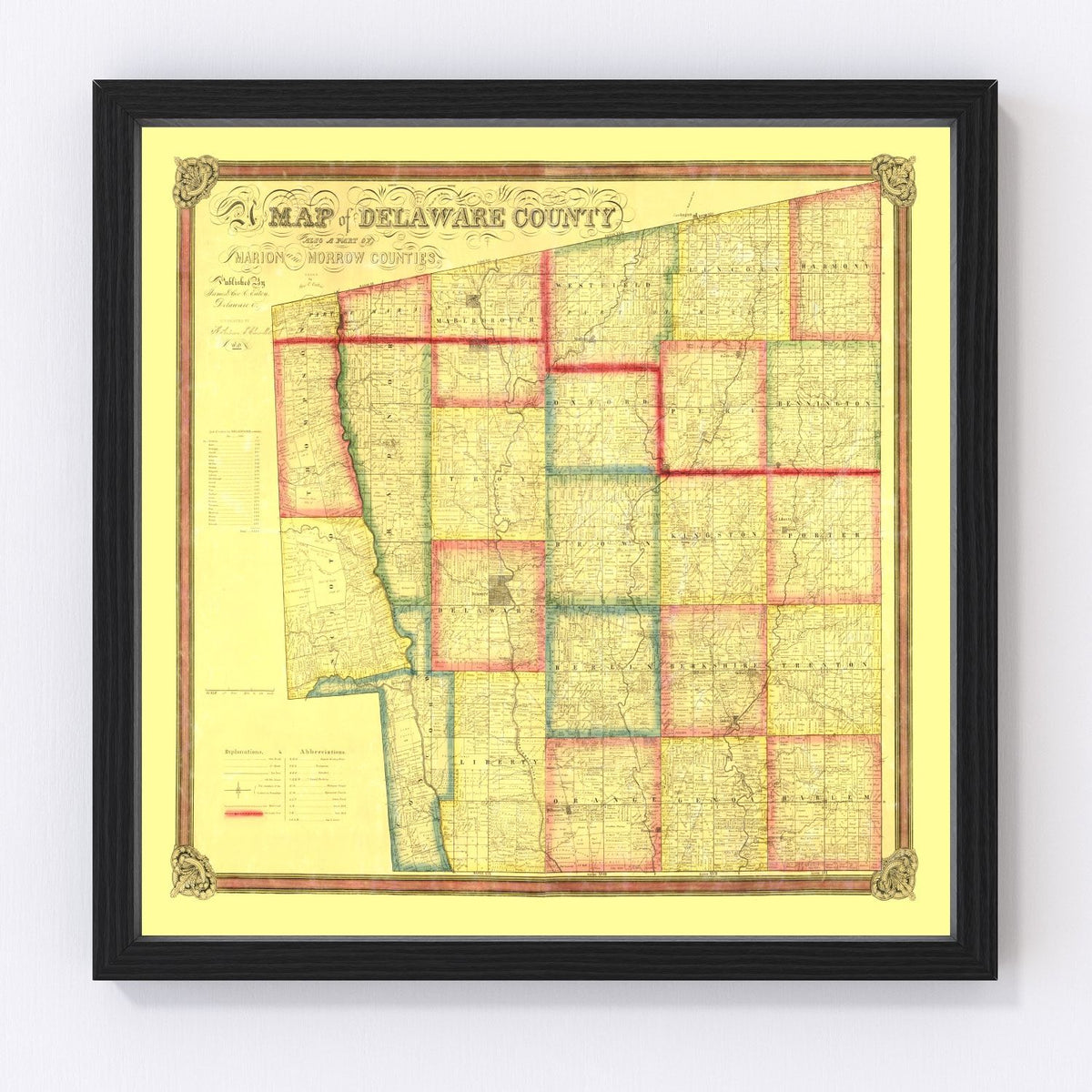 Delaware County Vintage Map 1849