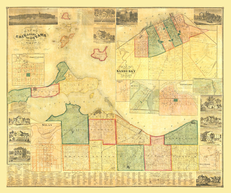 Size comparison using Vintage Map of Erie County, Ohio 1863