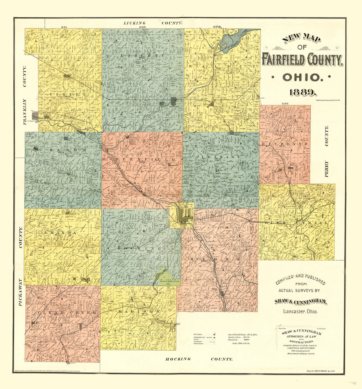 Preview of Vintage Map of Fairfield County, Ohio 1889