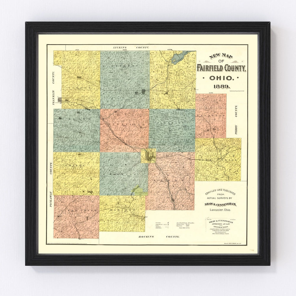Fairfield County Vintage Map 1889
