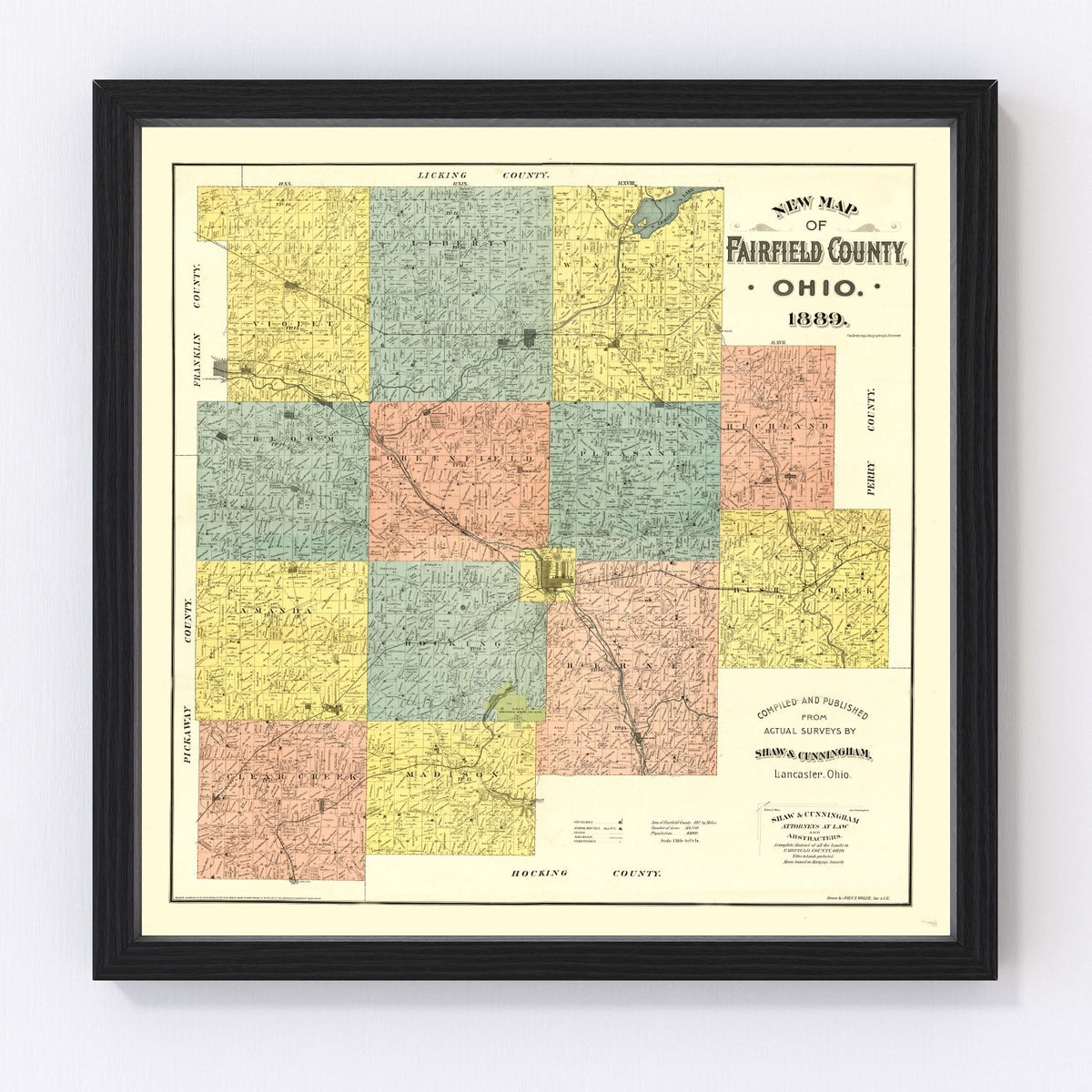Fairfield County Vintage Map 1889