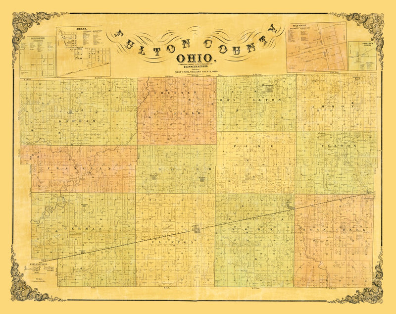 Size comparison using Vintage Map of Fulton County, Ohio 1850