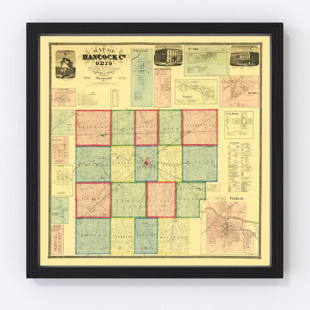 Hancock County Vintage Map 1863