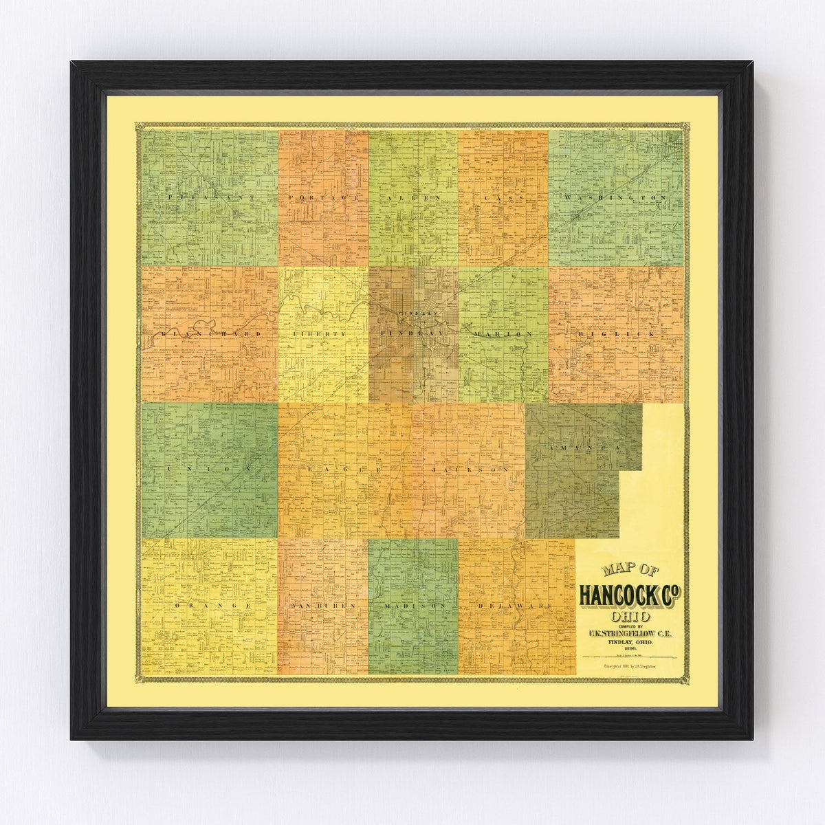 Hancock County Vintage Map 1890