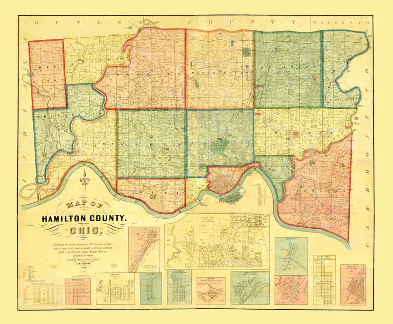 Size comparison using Vintage Map of Hamilton County, Ohio 1856