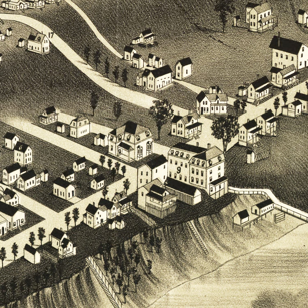 Restored historic details from the 1886 city map of Peak's Island, Maine