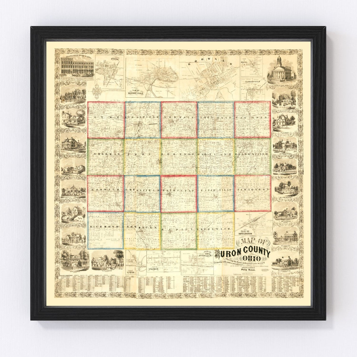 Huron County Vintage Map 1859