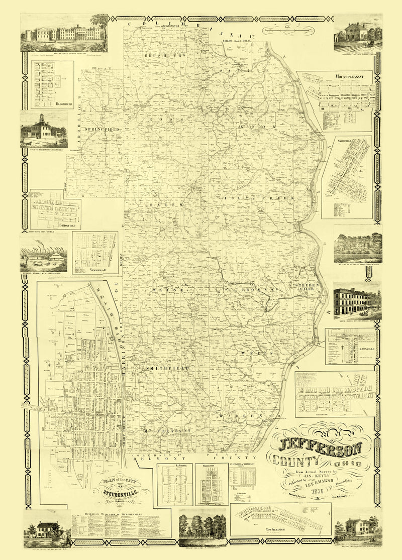 Size comparison using Vintage Map of Jefferson County, Ohio 1856